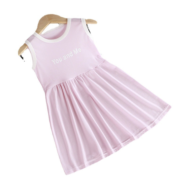 Wholesale 2023 Girls Summer Ice Silk Letter Dress
